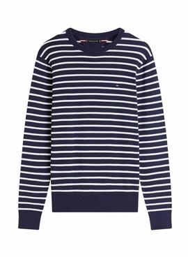 Maillot à rayures bleu marine et blanc Tommy Hilfiger pour homme.
