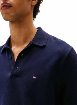Polo en punto azul marino Tommy Hilfiger pour homme
