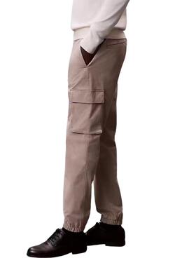 Pantalons cargo Calvin Klein Jeans Twill élastique vintage kaki pour homme