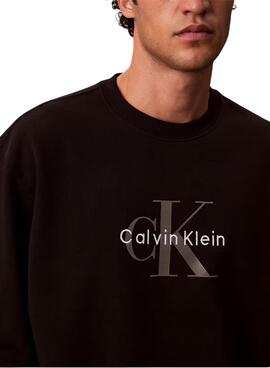 Sweat Calvin Klein Jeans Monologue noir pour homme