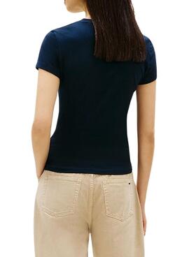 T-shirt Tommy Jeans Slim Logo bleue pour femme.