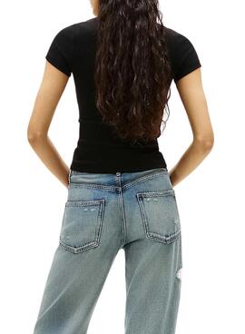 T-shirt Tommy Jeans Slim Badge noir pour femme