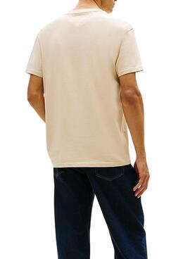 T-shirt Tommy Jeans Big Flag beige pour homme
