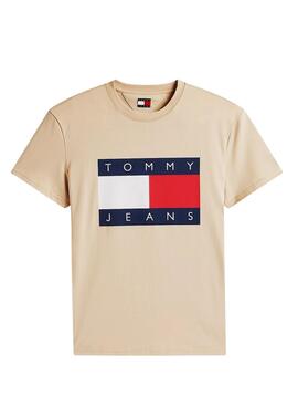 T-shirt Tommy Jeans Big Flag beige pour homme