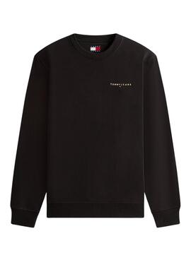 Sweat à capuche Tommy Jeans Linear Chest noir pour homme