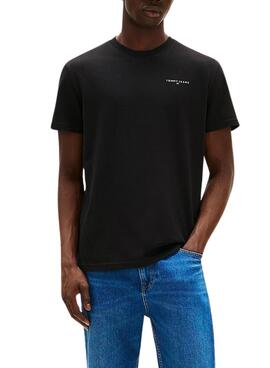 T-shirt Tommy Jeans Linear Chest noir pour homme