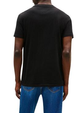 T-shirt Tommy Jeans Linear Chest noir pour homme