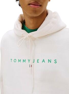 Sweatshirt Tommy Jeans Linear Logo blanc pour homme