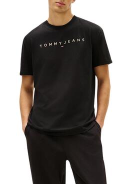 T-shirt Tommy Jeans Linear Logo noir pour homme