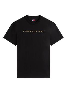 T-shirt Tommy Jeans Linear Logo noir pour homme