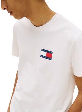 T-shirt Tommy Jeans Essential Flag blanc pour homme