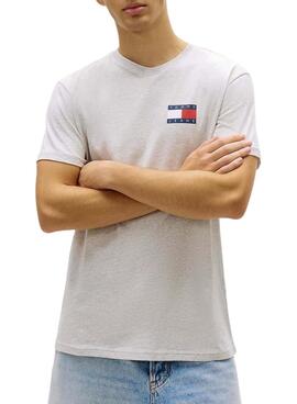 T-shirt Tommy Jeans Essential Flag gris pour homme