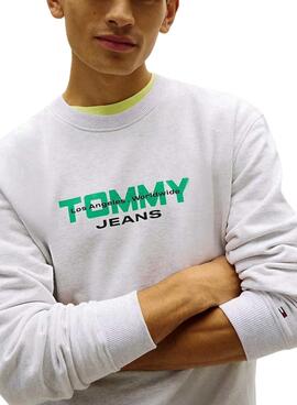 Sweat-shirt Tommy Jeans 90S Block gris pour homme