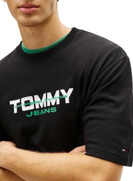 T-shirt Tommy Jeans 90S Block noir pour homme