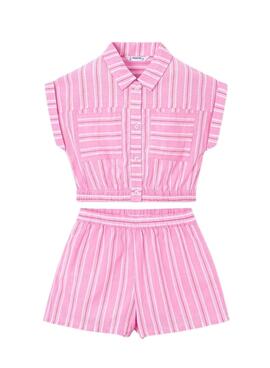 Ensemble Mayoral rose à rayures pour fille.