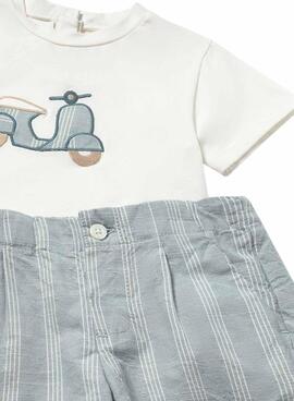 Ensemble Mayoral bleu et blanc pour bébé.