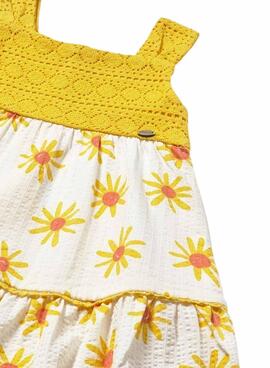 Robe jaune en guipure Mayoral pour fille