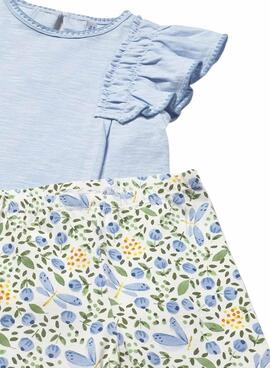 Ensemble bleu à motifs de fleurs pour bébé de la marque Mayoral.