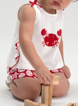 Ensemble Mayoral rouge et blanc à carreaux pour bébé