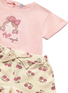 Ensemble t-shirt et short Mayoral pivoine rose pour bébé