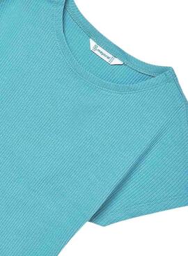T-shirt côtelée bleue Mayoral pour fille