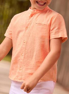 Chemise Mayoral Mao en lin orange pour garçon