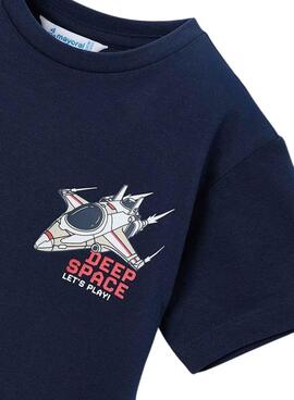 Ensemble de deux T-shirts Mayoral jeu vidéo rouge et bleu marine pour garçon.