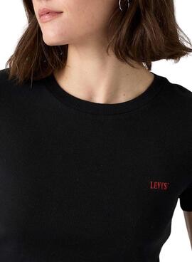 T-shirt Levi's côtelé noir pour femme