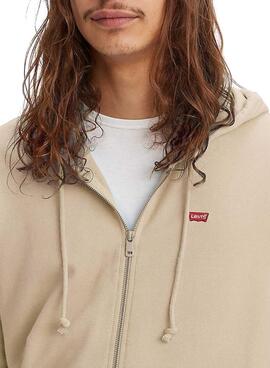 Sweat à capuche Levis Original Zip beige pour homme