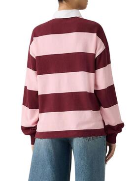 Polo Levis Reenie à rayures roses et grenat pour femme