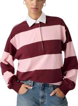 Polo Levis Reenie à rayures roses et grenat pour femme
