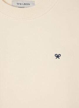 Sudadera Silbon logo ethnique beige pour homme