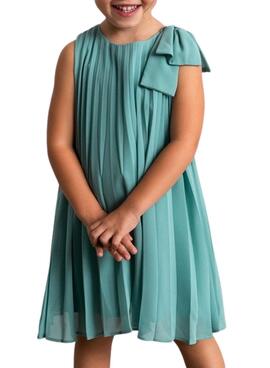 Robe plissée bleu turquoise Mayoral pour fille