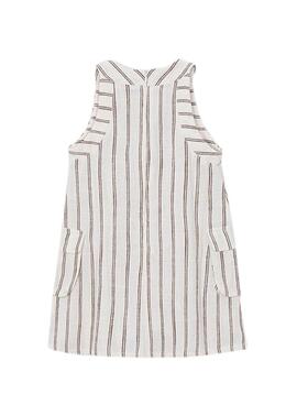 Robe en lin blanc à rayures Mayoral pour fille