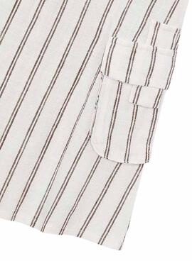 Robe en lin blanc à rayures Mayoral pour fille