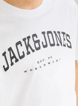 T-shirt Jack and Jones Caleb Varsity blanc enfant.