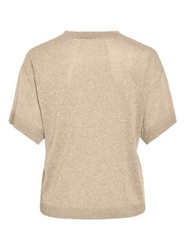 T-shirt en tricot beige Vila Vinowy pour femme.