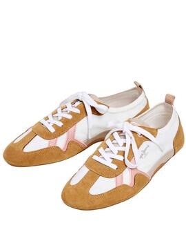 Sneakers Pepe Jeans Noa Sporty blanc et moutarde pour femme