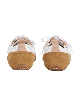 Sneakers Pepe Jeans Noa Sporty blanc et moutarde pour femme