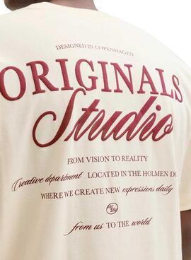 T-shirt Jack and Jones Norrebro beige pour homme