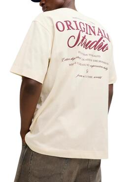 T-shirt Jack and Jones Norrebro beige pour homme