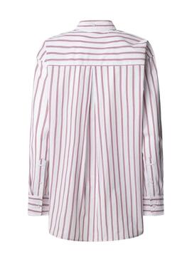 Chemise à rayures Pepe Jeans Lenoir rose et blanc pour femme