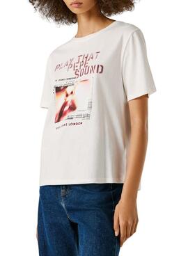 T-shirt Pepe Jeans Brina blanc pour femme