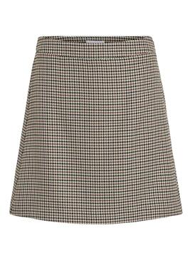 Jupe Vila Vienilla beige pied-de-poule pour femme