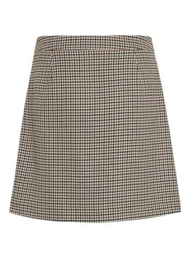 Jupe Vila Vienilla beige pied-de-poule pour femme