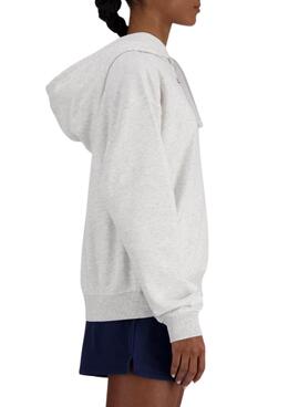 Sweat à capuche basique New Balance gris pour femme.