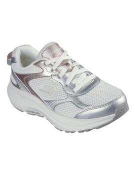 Chaussures Skechers Go Run 2.0 blanches et argentées pour femmes