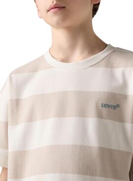 T-shirt Levi's Big Stripe beige pour enfant