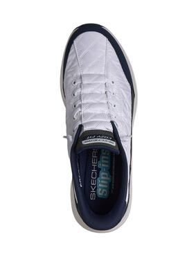 Chaussures Skechers Contour Foam blanches et bleu marine pour hommes