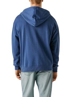 Sweat à capuche zippé Pepe Jeans Geo bleu pour homme